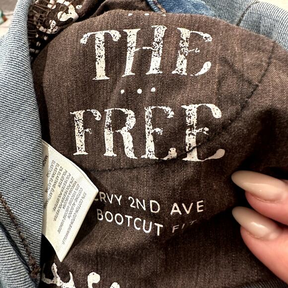 Free People We the Free CRVY 2nd Ave One Piece Denim Overalls Cerulean Blue - Picture 4 of 6